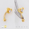 OPEN-HEART CZ 316L SURGICAL STEEL CURVED BARBELL/EYEBROW